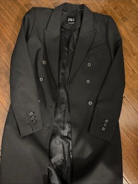 Zara Black Double-Breasted Trench Coat